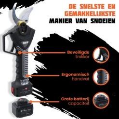 Reichlër® Elektrische Snoeischaar - 40 Mm Snijdiameter - 2x Accu - Anti-cut Functie - Heggenschaar - Takkenschaar - Zwart -Tuinverzorgings Winkel 1200x1200 8