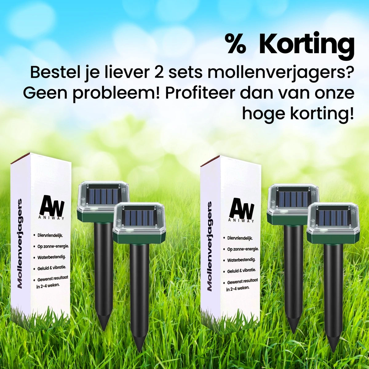 Aniway®- Mollenverjager - 2 of 4 stuks - Mollenbestrijding - Op zonne-energie - Diervriendelijk - Waterdicht - Strakke tuin/gazon/perceel Aniway®- Mollenverjager - 2 Of 4 Stuks - Mollenbestrijding - Op Zonne-energie - Diervriendelijk - Waterdicht - Strakke Tuin/gazon/perceel -Tuinverzorgings Winkel 1200x1200 922