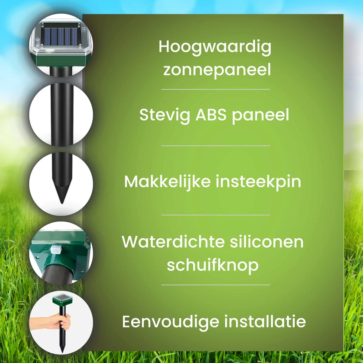 Aniway®- Mollenverjager - 2 of 4 stuks - Mollenbestrijding - Op zonne-energie - Diervriendelijk - Waterdicht - Strakke tuin/gazon/perceel Aniway®- Mollenverjager - 2 Of 4 Stuks - Mollenbestrijding - Op Zonne-energie - Diervriendelijk - Waterdicht - Strakke Tuin/gazon/perceel -Tuinverzorgings Winkel 1200x1200 924