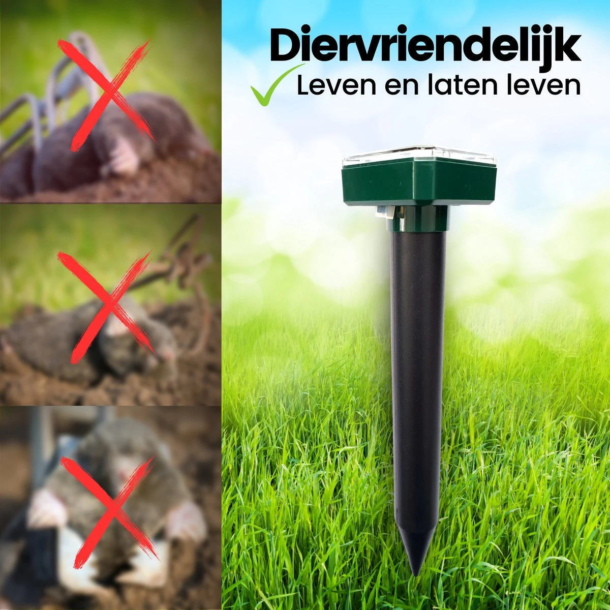 Aniway®- Mollenverjager - 2 of 4 stuks - Mollenbestrijding - Op zonne-energie - Diervriendelijk - Waterdicht - Strakke tuin/gazon/perceel Aniway®- Mollenverjager - 2 Of 4 Stuks - Mollenbestrijding - Op Zonne-energie - Diervriendelijk - Waterdicht - Strakke Tuin/gazon/perceel -Tuinverzorgings Winkel 1200x1200 925