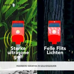 Pest-Tech™ PT-219 | Ultrasone Kattenverjager Op Zonneenergie | Kattenschrik | Marterverjager | Dierenverjager | Kattenafweermiddel | Ongedierte Verjager - Met USB Oplaadkabel -Tuinverzorgings Winkel 1200x1200 986