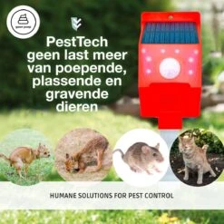 Pest-Tech™ PT-219 | Ultrasone Kattenverjager Op Zonneenergie | Kattenschrik | Marterverjager | Dierenverjager | Kattenafweermiddel | Ongedierte Verjager - Met USB Oplaadkabel -Tuinverzorgings Winkel 1200x1200 988