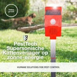 Pest-Tech™ PT-219 | Ultrasone Kattenverjager Op Zonneenergie | Kattenschrik | Marterverjager | Dierenverjager | Kattenafweermiddel | Ongedierte Verjager - Met USB Oplaadkabel -Tuinverzorgings Winkel 1200x1200 989