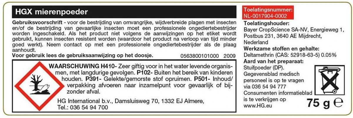HGX mierenpoeder - NL-0017904-0002 - 75gr- bestrijdt het gehele nest - werkt binnen een uur - voor buiten HGX Mierenpoeder - NL-0017904-0002 - 75gr- Bestrijdt Het Gehele Nest - Werkt Binnen Een Uur - Voor Buiten -Tuinverzorgings Winkel