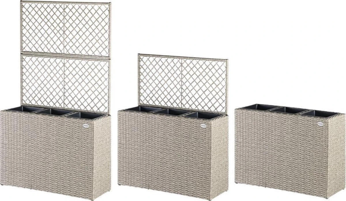 Casaria Polyrattan Bloembak – 3 Bakken Klimophek - Crème Casaria Polyrattan Bloembak – 3 Bakken Klimophek - Crème -Tuinverzorgings Winkel 1200x697 1