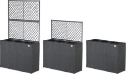 Casaria Polyrattan Plantenbak - Met Klimoprek - 3 Bakken Zwart -Tuinverzorgings Winkel 1200x704 2