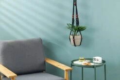 4 Stuks Zwarte Macrame Plantenhangers - Boho Handgeweven Katoen Hangpot Voor Binnen/Buiten - Hangende Bloempot Met Kralen - Macramé Touw/Koord Hangplant Houder - Bohemian Wandhanger Decoratie - Plant Hanger - Verticale Tuin Bloempothouder Planthanger -Tuinverzorgings Winkel 1200x800 452