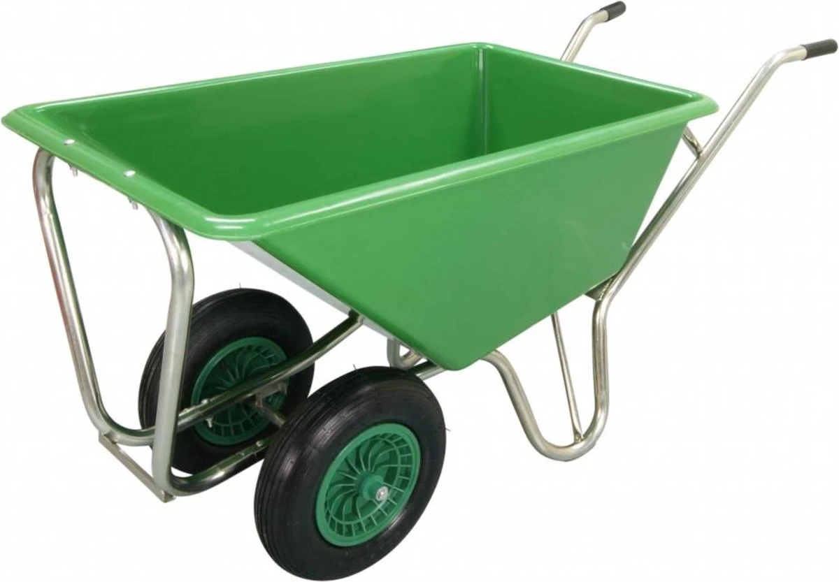 Kruiwagen met Dubbel Luchtwiel Stal Eco Groen 160 liter Kruiwagen Met Dubbel Luchtwiel Stal Eco Groen 160 Liter -Tuinverzorgings Winkel