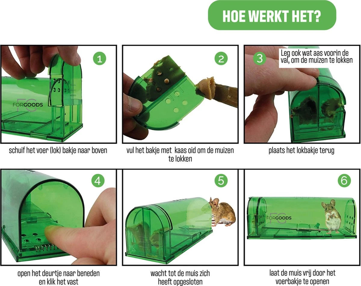 Forgoods Muizenval - Diervriendelijke Muizenvallen Voor Binnen en Buiten - 2 stuks - Met Schoonmaakborstel - Model 2023 Forgoods Muizenval - Diervriendelijke Muizenvallen Voor Binnen En Buiten - 2 Stuks - Met Schoonmaakborstel - Model 2023 -Tuinverzorgings Winkel