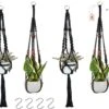 4 Stuks Zwarte Macrame Plantenhangers - Boho Handgeweven Katoen Hangpot Voor Binnen/Buiten - Hangende Bloempot Met Kralen - Macramé Touw/Koord Hangplant Houder - Bohemian Wandhanger Decoratie - Plant Hanger - Verticale Tuin Bloempothouder Planthanger -Tuinverzorgings Winkel 1200x975 5