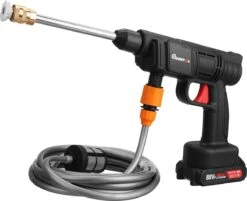 Merkloos Elektrische Accu-Hogedrukreiniger - 1.2mpa - Multifunctioneel Mondstuk - Draagbaar Oplaadbaar Snoerloos - Reinigingsspuitpistool - Met Rijke Accessoires - Voor Auto, Tuin, Terras, Raam - Zwart -Tuinverzorgings Winkel 1200x976 1