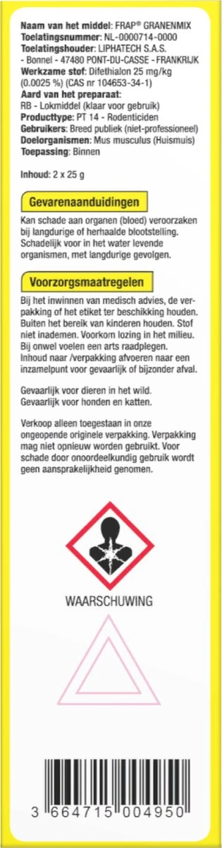 Protect Home Frap Granenmix tegen Muizen - 2 x 25 Gram - Muis Bestrijdingsmiddel - Lokaas Muizenkorrels voor Huismuizen - Professionele Formulering - In Portieverpakking Protect Home Frap Granenmix Tegen Muizen - 2 X 25 Gram - Muis Bestrijdingsmiddel - Lokaas Muizenkorrels Voor Huismuizen - Professionele Formulering - In Portieverpakking -Tuinverzorgings Winkel 315x1200 1