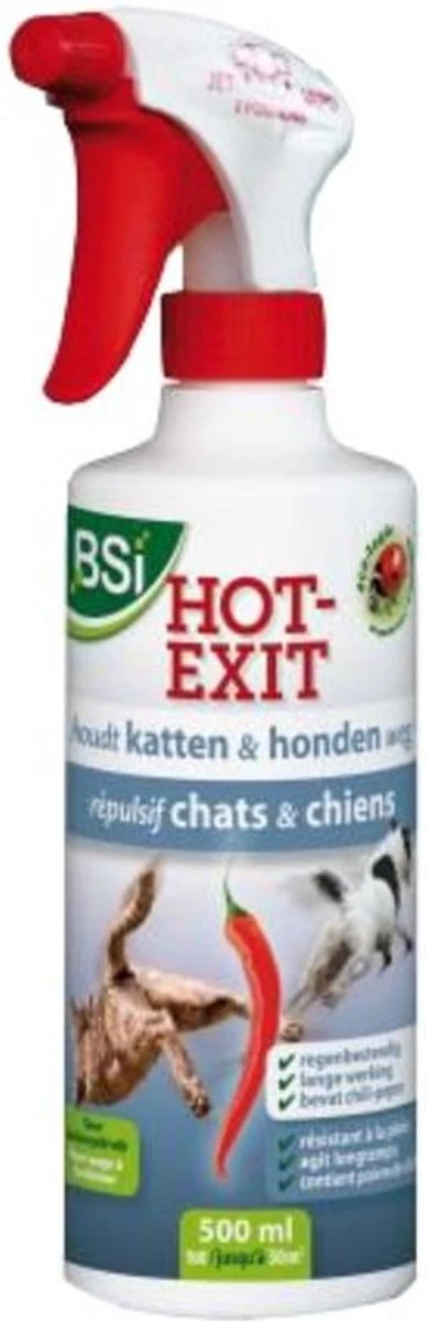 BSI - Hot exit voor het verjagen van katten en honden - Afweer van katten en honden - Met contactwerkng en langdurig actief - 500 ml voor 30 m² BSI - Hot Exit Voor Het Verjagen Van Katten En Honden - Afweer Van Katten En Honden - Met Contactwerkng En Langdurig Actief - 500 Ml Voor 30 M² -Tuinverzorgings Winkel 388x1200 2