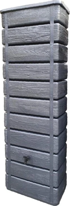 Regenton Muurtank, Grandval 300L, Antraciet Kunststof, Imitatiehout, Met Gootaansluitset Inbegrepen