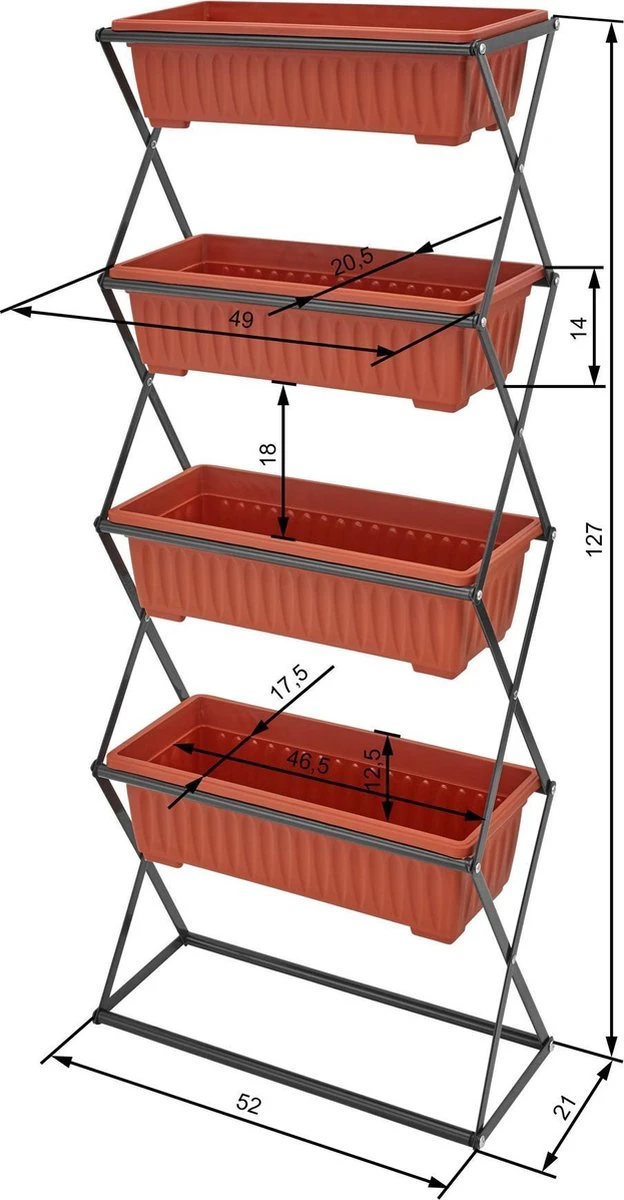 tectake - Verticaal plantenrek met 4 bakken - 403445 Tectake - Verticaal Plantenrek Met 4 Bakken - 403445 -Tuinverzorgings Winkel 624x1200 2