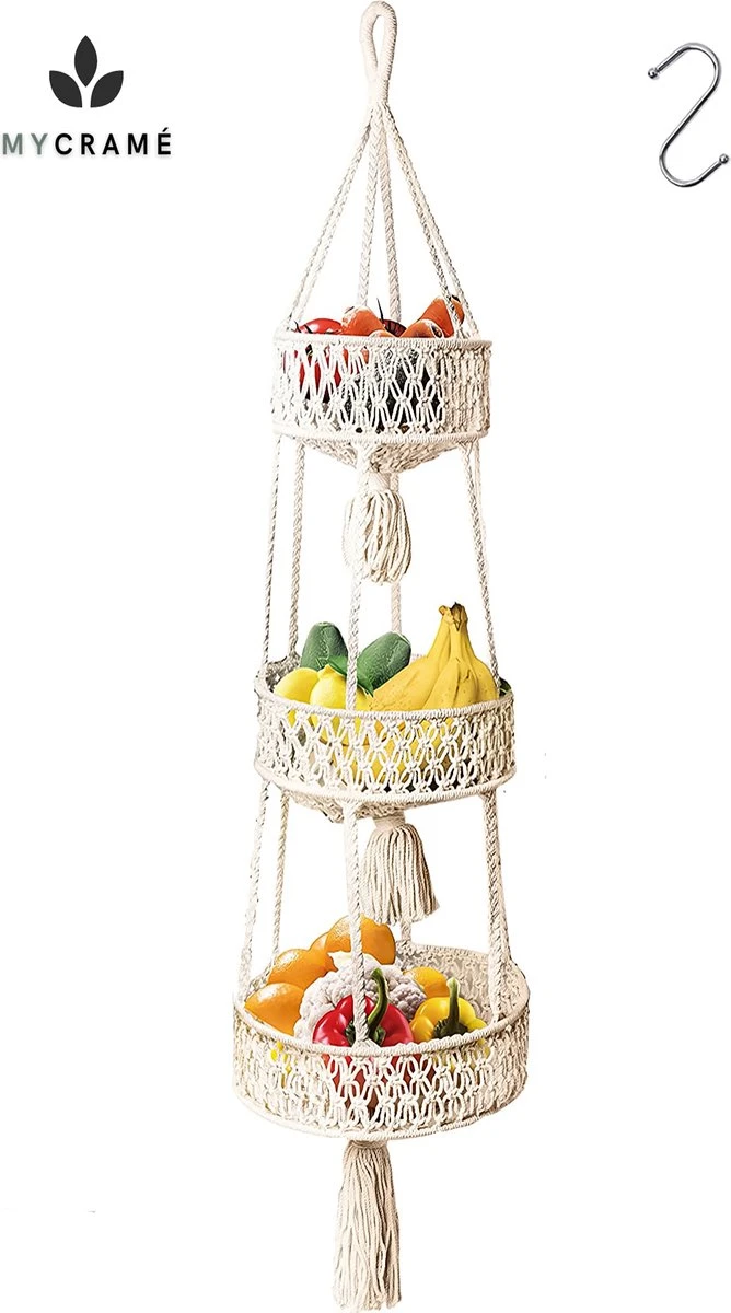 Macramé 3-Laags Hangende Fruitmand - Bohemian Mand Plantenhanger - Handgemaakt Katoen Touw Fruitschaal Hangmand - Boho Ophangbaar Etagere - Decoratieve Fruit Schaal/Basket - Opbergmand organizer - Keuken/Balkon Decoratie - Hangpot voor Binnen/Buiten Macramé 3-Laags Hangende Fruitmand - Bohemian Mand Plantenhanger - Handgemaakt Katoen Touw Fruitschaal Hangmand - Boho Ophangbaar Etagere - Decoratieve Fruit Schaal/Basket - Opbergmand Organizer - Keuken/Balkon Decoratie - Hangpot Voor Binnen/Buiten -Tuinverzorgings Winkel 668x1200 1