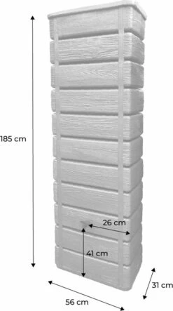Regenton Muurtank, Grandval 300L, Antraciet Kunststof, Imitatiehout, Met Gootaansluitset Inbegrepen -Tuinverzorgings Winkel 669x1200 1