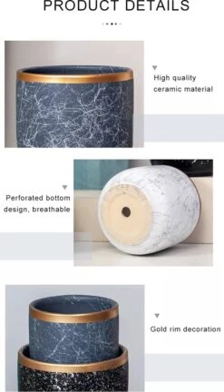 Bloempotten Binnen - Keramiek - Gouden Rand - Bloempot Buiten - Afvoergat 24 Cm - Groen – Groot -Tuinverzorgings Winkel 686x1200 3