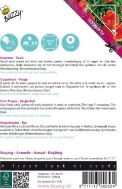 Buzzy® Poppies Of The World - Klaproos Rhoeas Rood -Tuinverzorgings Winkel 774x1200 4