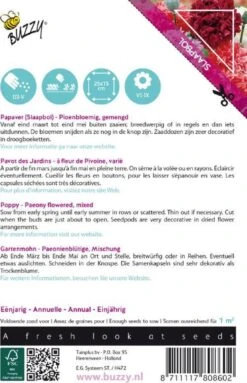 Buzzy® Poppies Of The World - Papaver Pioenbloemig -Tuinverzorgings Winkel 774x1200 6