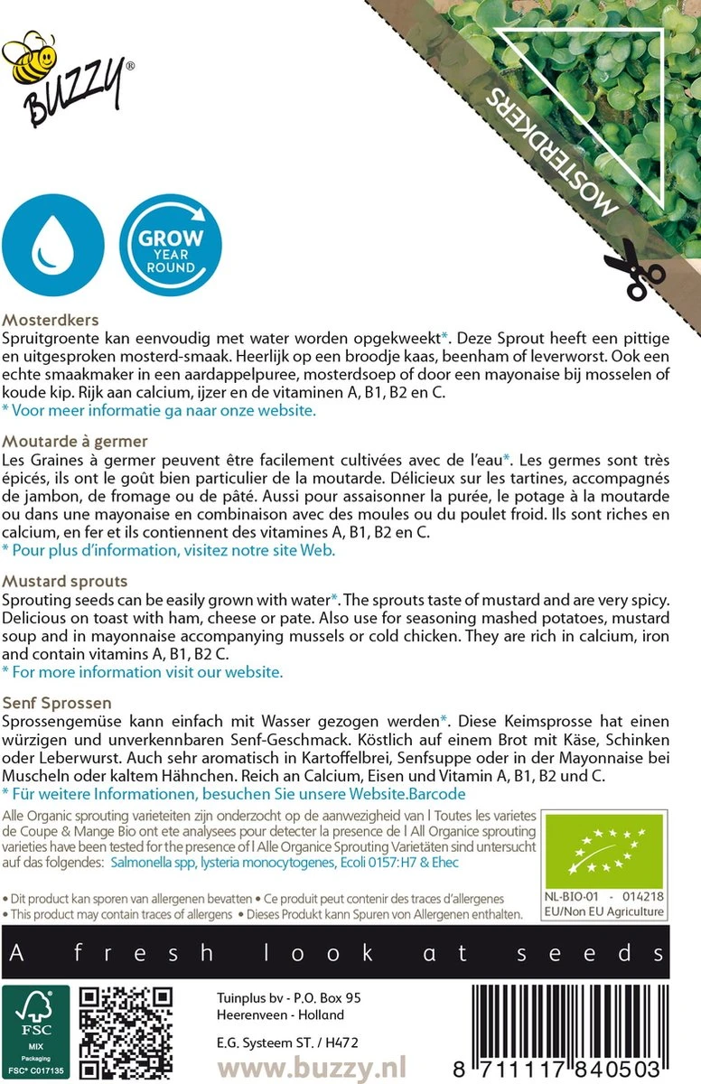 Buzzy® Organic SproutingMosterdkers (BIO) Buzzy® Organic SproutingMosterdkers (BIO) -Tuinverzorgings Winkel 776x1200 1