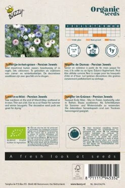Buzzy® Organic Nigella, Juffertje-in-het Groen Persian Jewel (BIO) - Biologisch Bloemzaad -Tuinverzorgings Winkel 799x1200 84