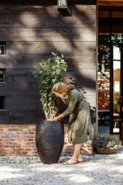 Capi Europe - Vaas Elegant Deluxe Rib NL - 40x60 - Zwart - Voor Binnen En Buiten - KBLR1131 -Tuinverzorgings Winkel 800x1200 175