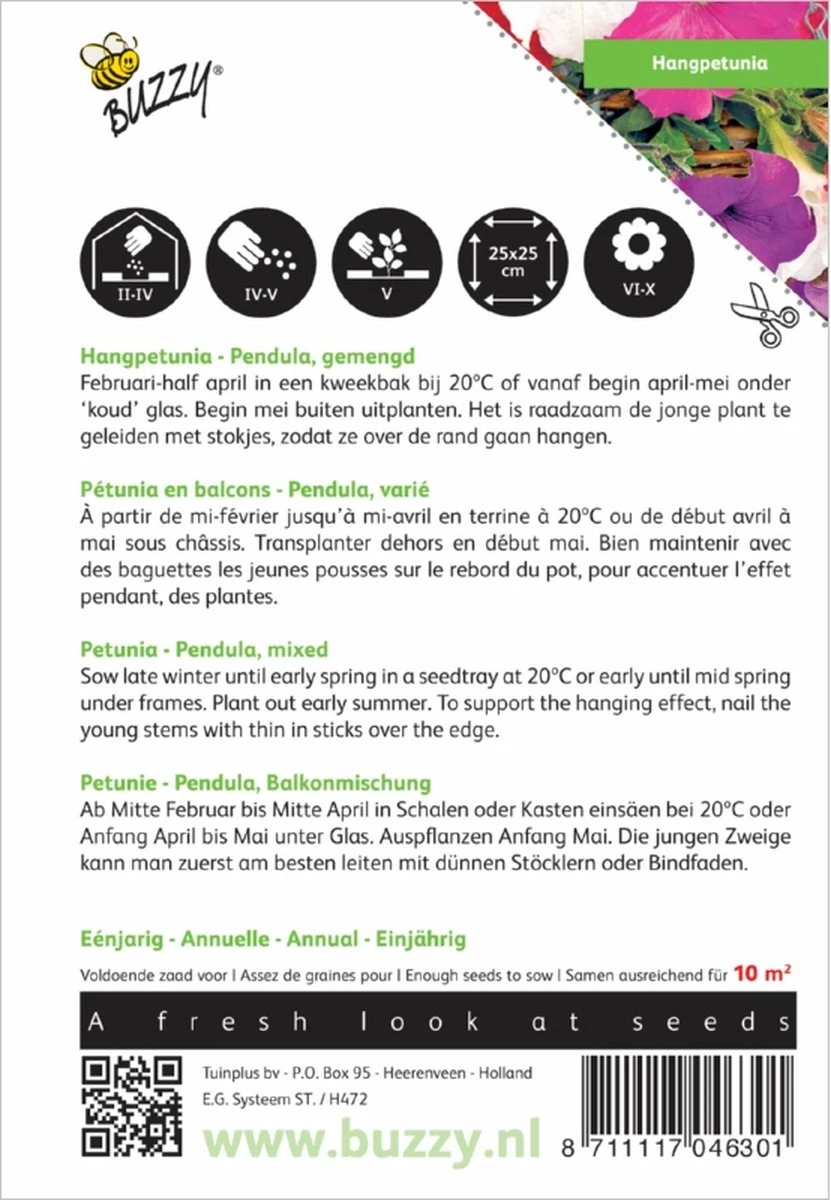 Buzzy zaden - Hangpetunia - Petunia pendula Buzzy Zaden - Hangpetunia - Petunia Pendula -Tuinverzorgings Winkel 831x1200 3