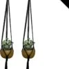Merkloos Luxe Plantenhangers | Zwart | Set Van 2 Stuks | 100% Katoen | 100% Handgemaakt | Houten Ring | Macramé | Plantenpot Ophangen | Binnen & Buiten | Planten | TheOldOmen | -Tuinverzorgings Winkel 831x1200 5