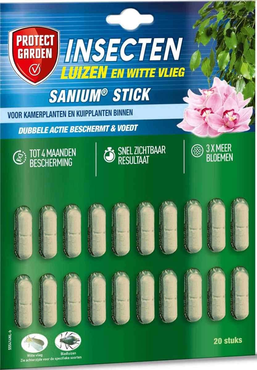 Protect Garden Sanium Stick - 20 Stuks - Insecten Bestrijdingsmiddel - voor Kamer- en Kuipplanten Binnen Protect Garden Sanium Stick - 20 Stuks - Insecten Bestrijdingsmiddel - Voor Kamer- En Kuipplanten Binnen -Tuinverzorgings Winkel