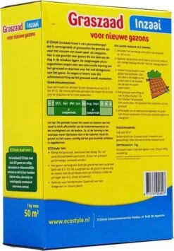 ECOStyle Graszaad-Inzaai Voor Nieuwe Gazons - Dicht Gazon Zonder Mos - Sterke Grasmat - Snelkiemend Graszaad - Speel & Siergazons - 50 M² - 1 KG -Tuinverzorgings Winkel 835x1200 2