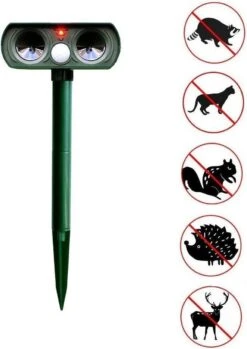 Merkloos Kattenverjager Op Zonneenergie - Kattenschrik - Ultrasone - Marterverjager - Dierenverjager - Groot Bereik - Katten Afweermiddel - Ongedierte Verjager