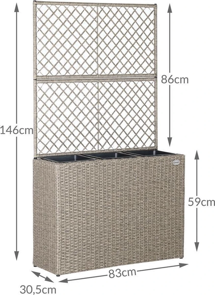 Casaria Polyrattan Bloembak – 3 Bakken Klimophek - Crème Casaria Polyrattan Bloembak – 3 Bakken Klimophek - Crème -Tuinverzorgings Winkel 876x1200 3