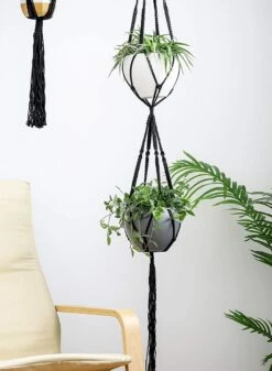 4 Stuks Luxe Macrame Plantenhangers - Boho Handgeweven Katoen Hangpot Voor Binnen/Buiten - Hangende Bloempot Met Kralen - Macramé Touw/Koord Hangplant Houder - Bohemian Wandhanger Decoratie - Plant Hanger - Verticale Tuin Bloempothouder Planthanger -Tuinverzorgings Winkel 880x1200 7