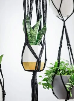 4 Stuks Luxe Macrame Plantenhangers - Boho Handgeweven Katoen Hangpot Voor Binnen/Buiten - Hangende Bloempot Met Kralen - Macramé Touw/Koord Hangplant Houder - Bohemian Wandhanger Decoratie - Plant Hanger - Verticale Tuin Bloempothouder Planthanger -Tuinverzorgings Winkel 880x1200 8