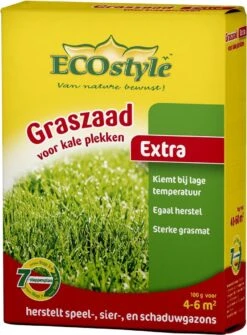 ECOstyle Extra Graszaad Herstel - Inzaaien Van Kale Plekken En Beschadigde Delen - Vogelwerende Coating - Dicht & Sterk Gazon - Kiemt Bij Lage Temperatuur - 4-6 M² - 100 GR -Tuinverzorgings Winkel 886x1200