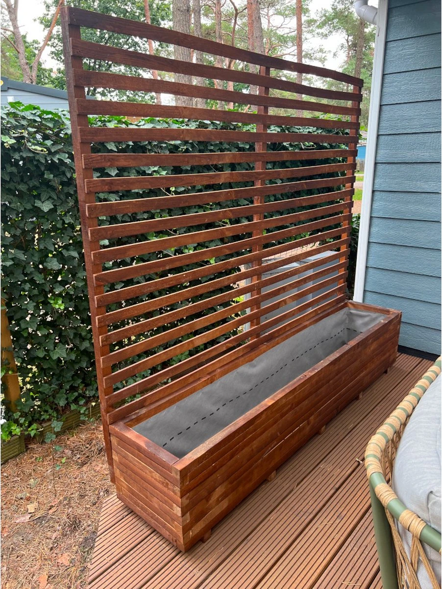 AMISHOUT - Plantenbak met klimrek 200x40x40 (180) cm - Bruin AMISHOUT - Plantenbak Met Klimrek 200x40x40 (180) Cm - Bruin -Tuinverzorgings Winkel 902x1200 5