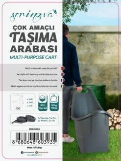 Kruiwagen Met Wielen Antraciet Tuintrolley Shoppingkar Bolderkar Max 50kg -Tuinverzorgings Winkel 907x1200