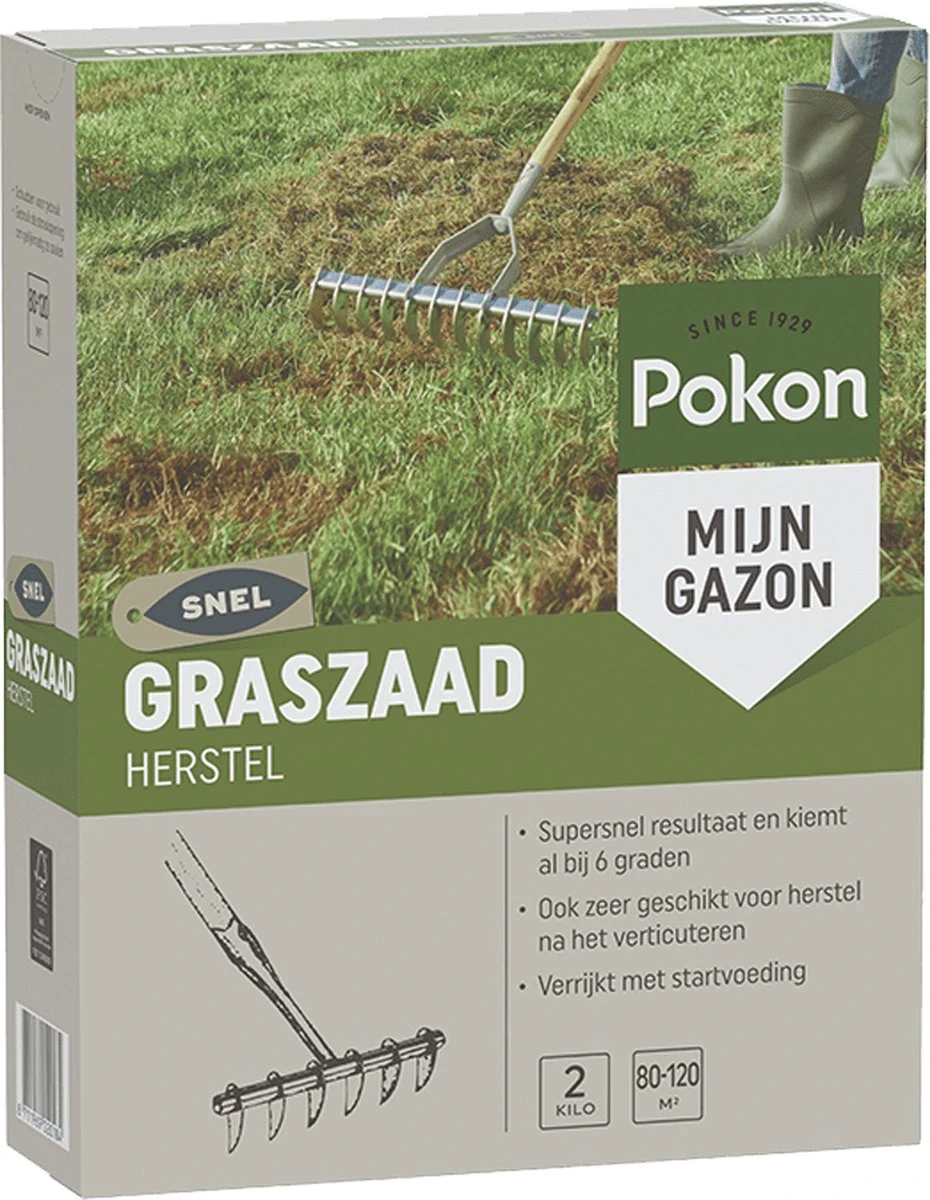Pokon Graszaad Herstel - 2kg - Gazonherstel - Geschikt voor 80m² tot 120m² - Supersnel egaal groen gras Pokon Graszaad Herstel - 2kg - Gazonherstel - Geschikt Voor 80m² Tot 120m² - Supersnel Egaal Groen Gras -Tuinverzorgings Winkel 930x1200 2