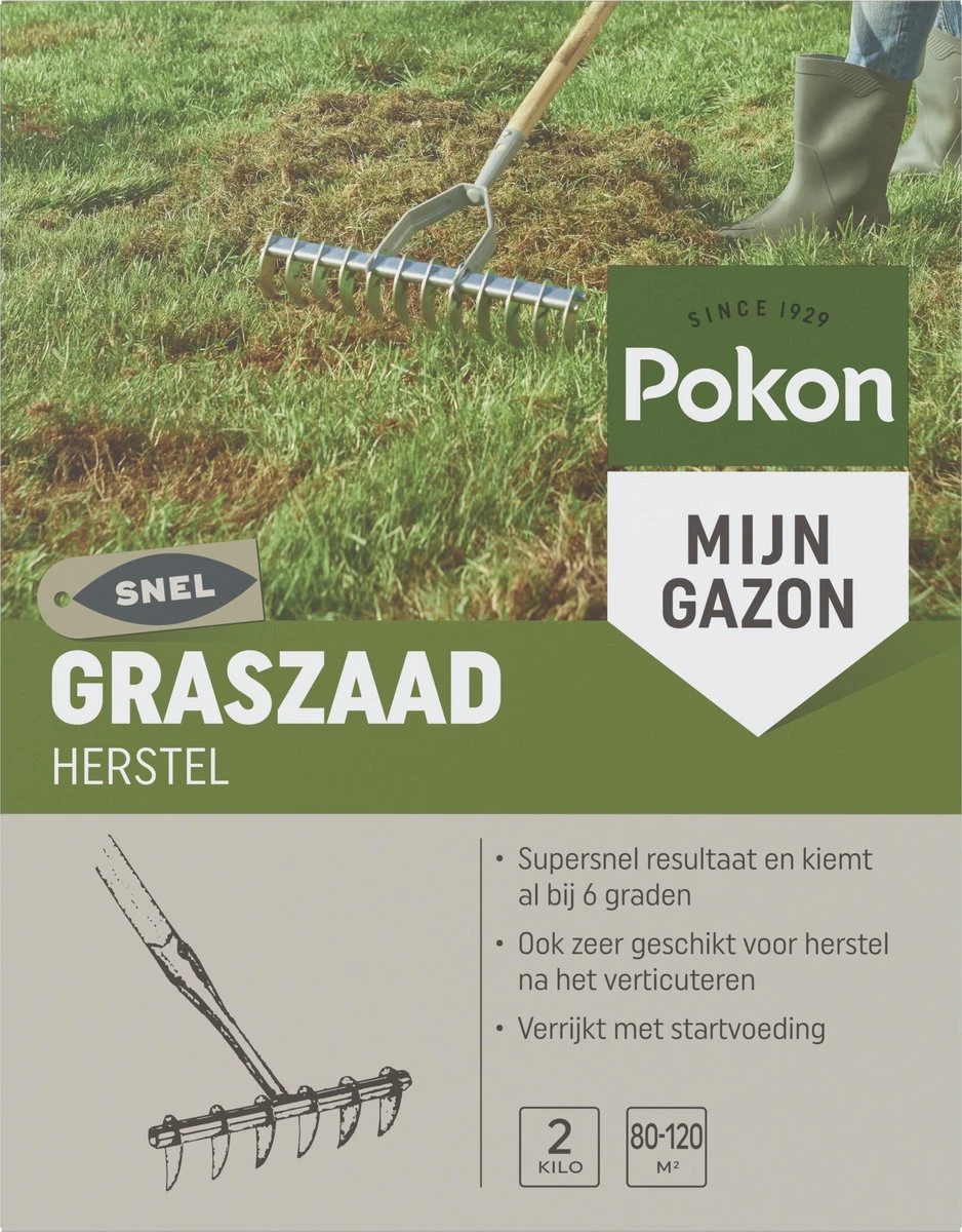 Pokon Graszaad Herstel - 2kg - Gazonherstel - Geschikt voor 80m² tot 120m² - Supersnel egaal groen gras Pokon Graszaad Herstel - 2kg - Gazonherstel - Geschikt Voor 80m² Tot 120m² - Supersnel Egaal Groen Gras -Tuinverzorgings Winkel 938x1200 1
