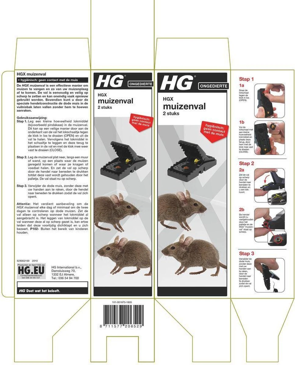 HGX muizenval - 2 stuks - hygiënisch en veilig - effectief bestrijdingsmiddel tegen muizen HGX Muizenval - 2 Stuks - Hygiënisch En Veilig - Effectief Bestrijdingsmiddel Tegen Muizen -Tuinverzorgings Winkel